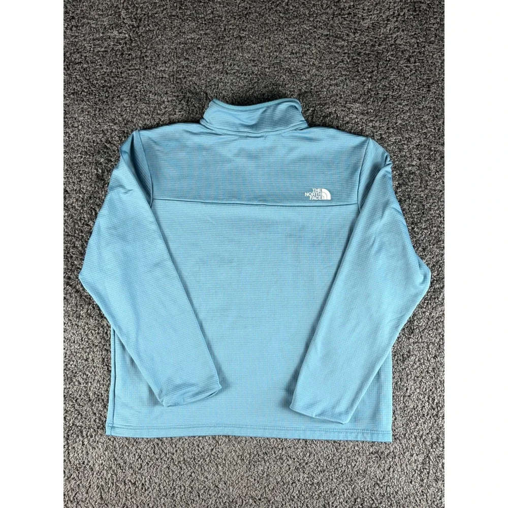 The North Face Mens XL Light Blue 1/4 zip Waffle Textured Pullover Fleece Jacket